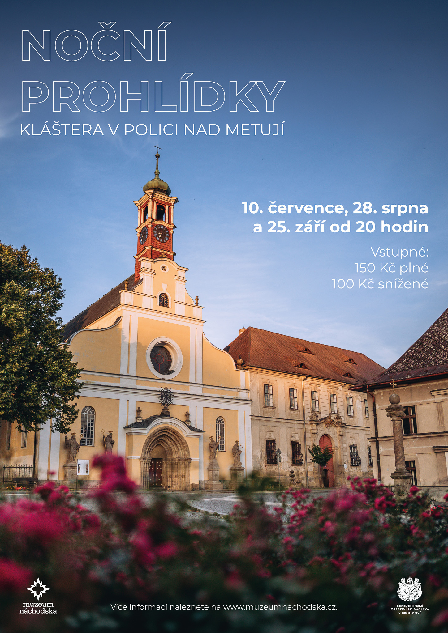 Noční prohlídky polického kláštera 2026 - plakát.