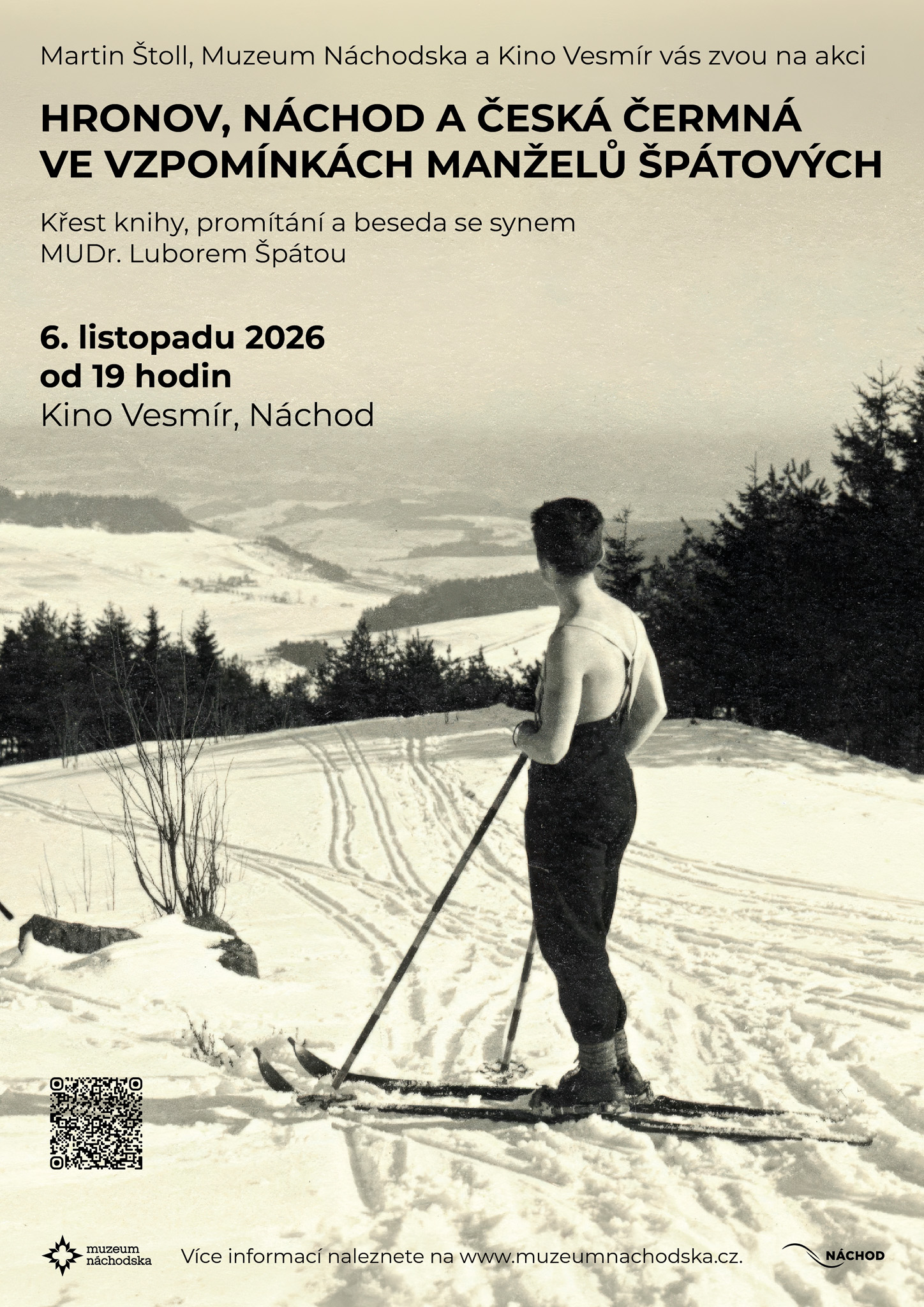 Fotografie lyžaře z archivu rodiny Špátových, kterou Muzeu Náchodska poskytl prof. Martin Štoll