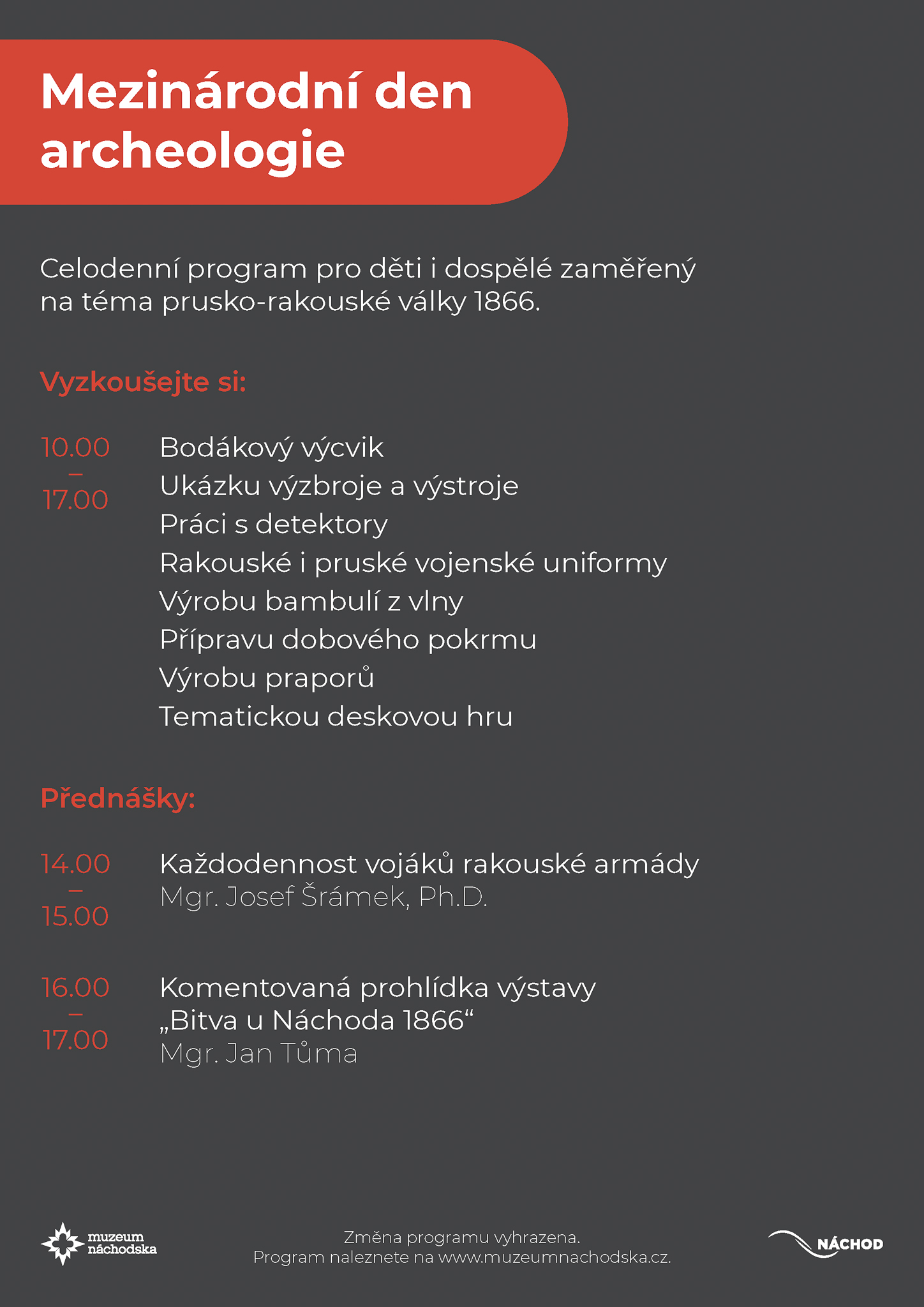 Mezinárodní den archeologie 2026 - programový plakát